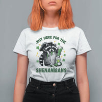 Funny Raccoon St Patricks Day Meme T Shirt For Women Trash Panda Just Here For The Shenanigans