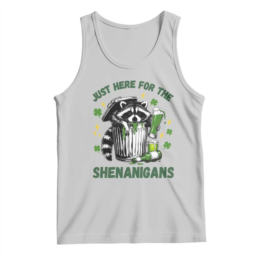 Funny Raccoon St Patricks Day Meme Tank Top Trash Panda Just Here For The Shenanigans