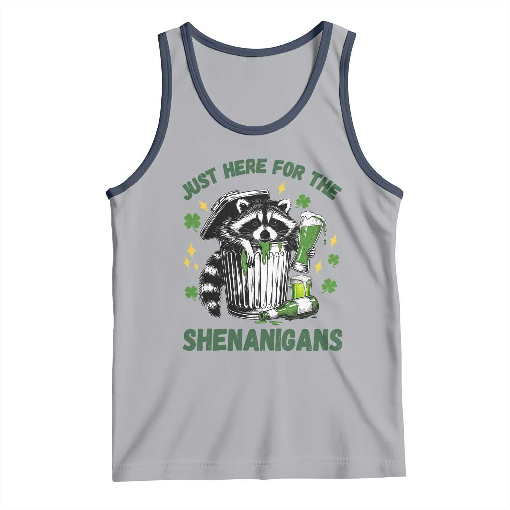 Funny Raccoon St Patricks Day Meme Tank Top Trash Panda Just Here For The Shenanigans