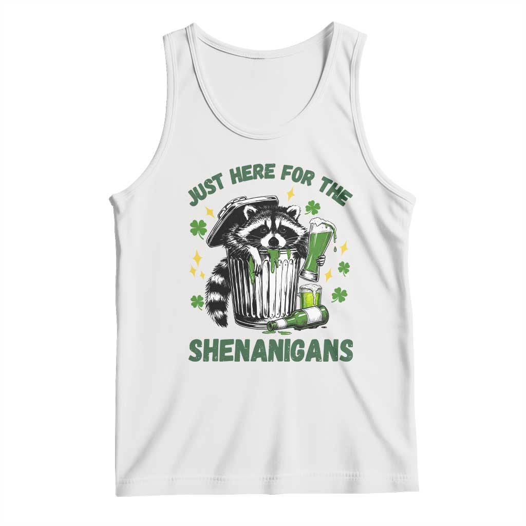 Funny Raccoon St Patricks Day Meme Tank Top Trash Panda Just Here For The Shenanigans