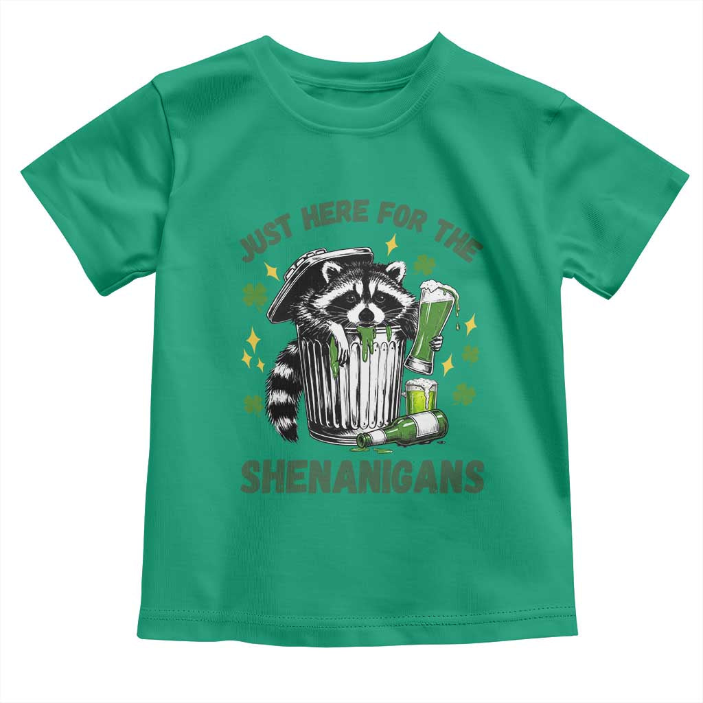 Funny Raccoon St Patricks Day Meme Toddler T Shirt Trash Panda Just Here For The Shenanigans