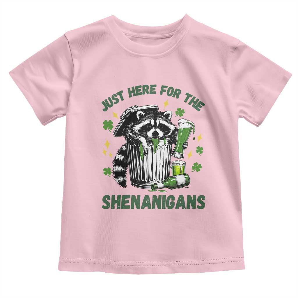 Funny Raccoon St Patricks Day Meme Toddler T Shirt Trash Panda Just Here For The Shenanigans