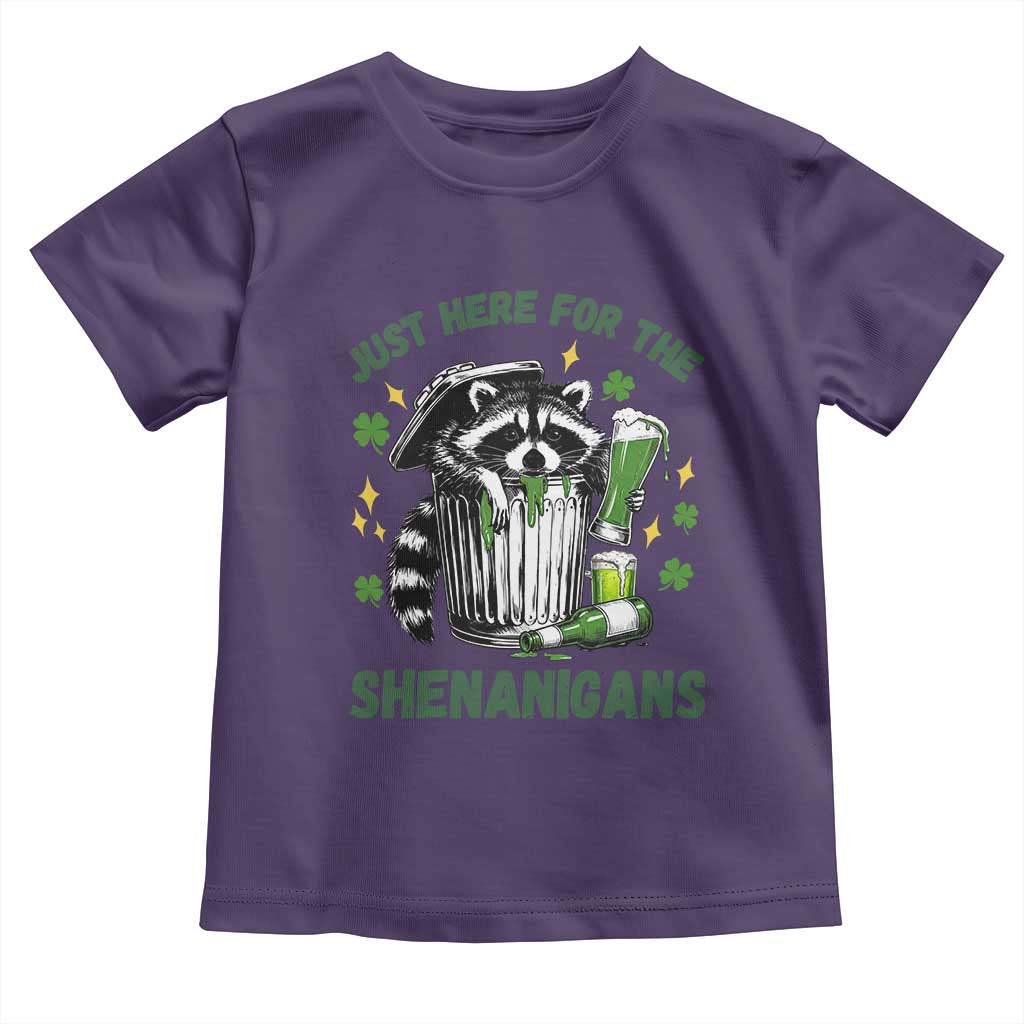 Funny Raccoon St Patricks Day Meme Toddler T Shirt Trash Panda Just Here For The Shenanigans