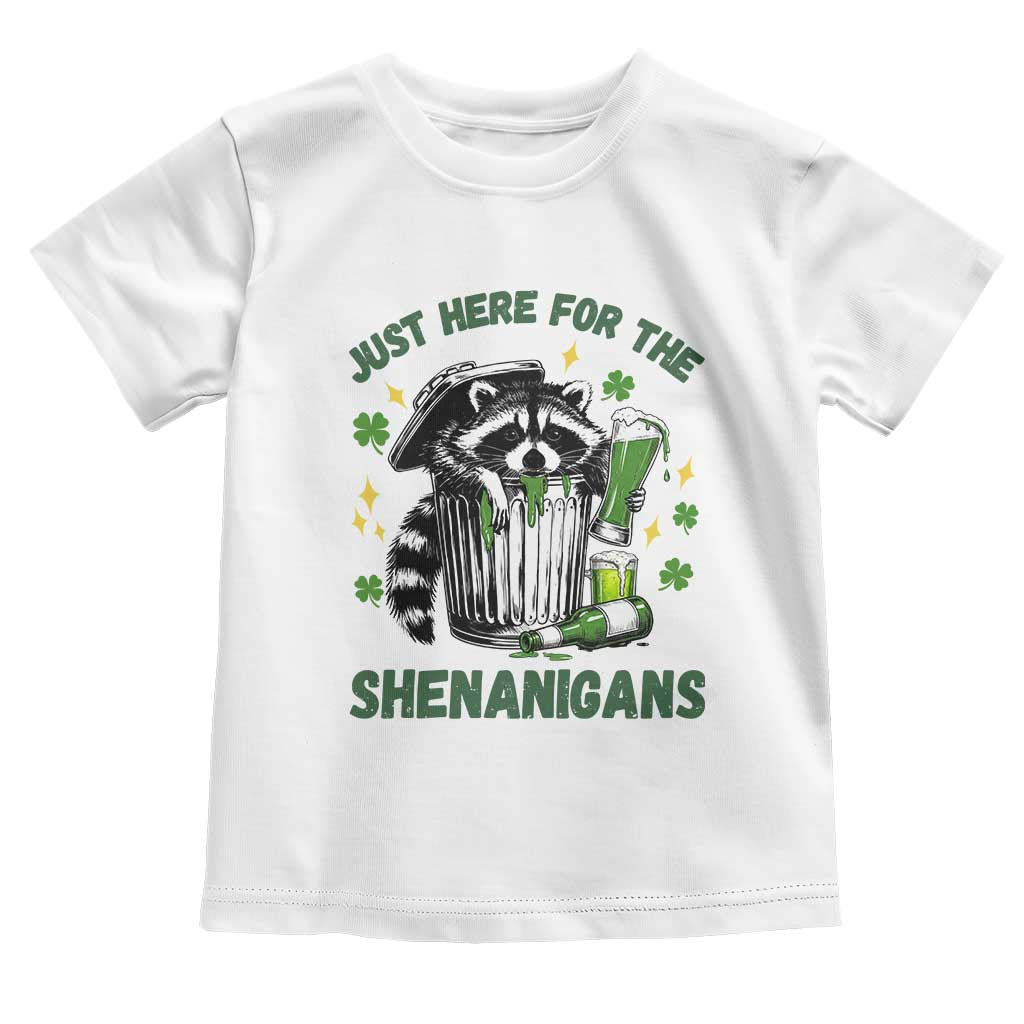 Funny Raccoon St Patricks Day Meme Toddler T Shirt Trash Panda Just Here For The Shenanigans