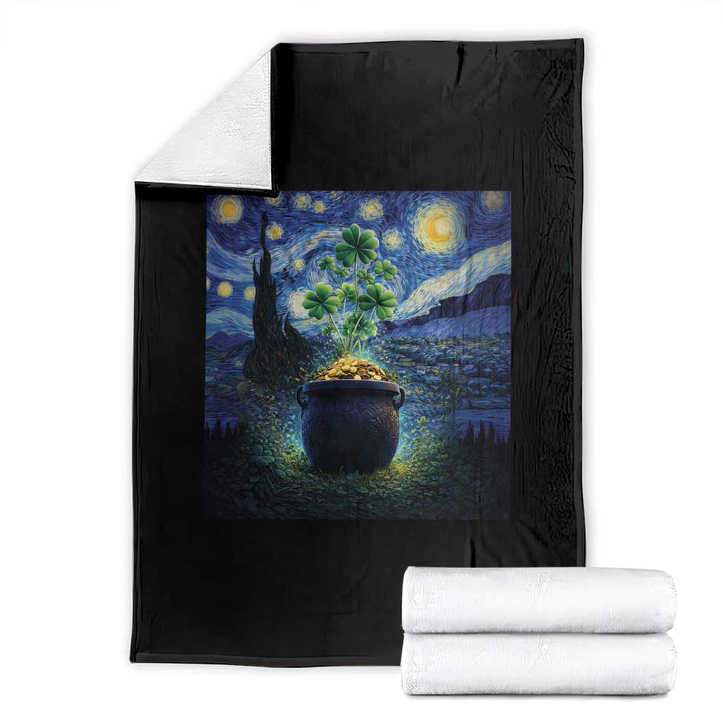 St Patricks Day Starry Night Shamrock Van Gogh Art Throw Blanket