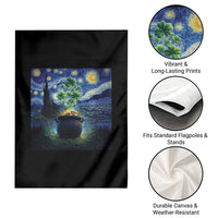 St Patricks Day Starry Night Shamrock Van Gogh Art Garden Flag