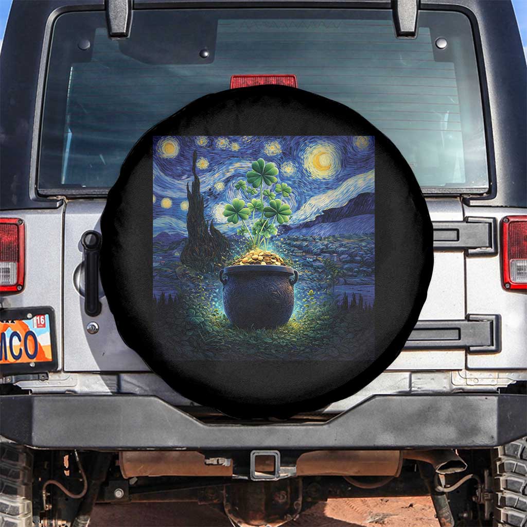 St Patricks Day Starry Night Shamrock Van Gogh Art Spare Tire Cover