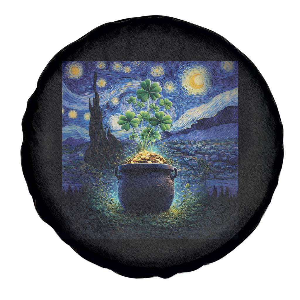 St Patricks Day Starry Night Shamrock Van Gogh Art Spare Tire Cover