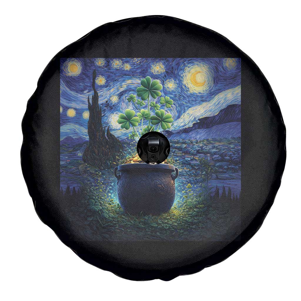 St Patricks Day Starry Night Shamrock Van Gogh Art Spare Tire Cover