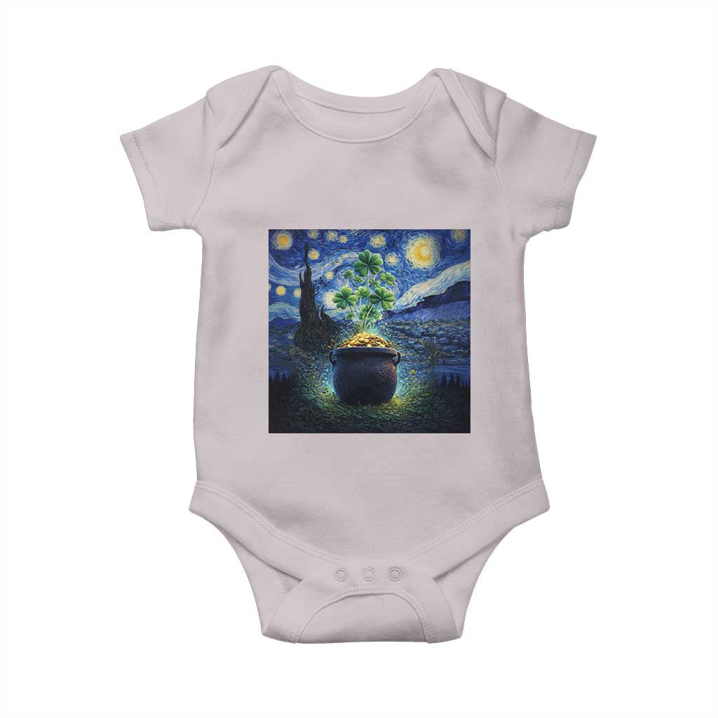 St Patricks Day Starry Night Shamrock Van Gogh Art Baby Onesie