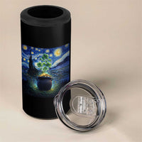 St Patricks Day Starry Night Shamrock Van Gogh Art 4 in 1 Can Cooler Tumbler