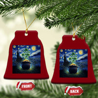 St Patricks Day Starry Night Shamrock Van Gogh Art Ceramic Ornament