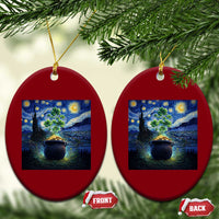 St Patricks Day Starry Night Shamrock Van Gogh Art Ceramic Ornament