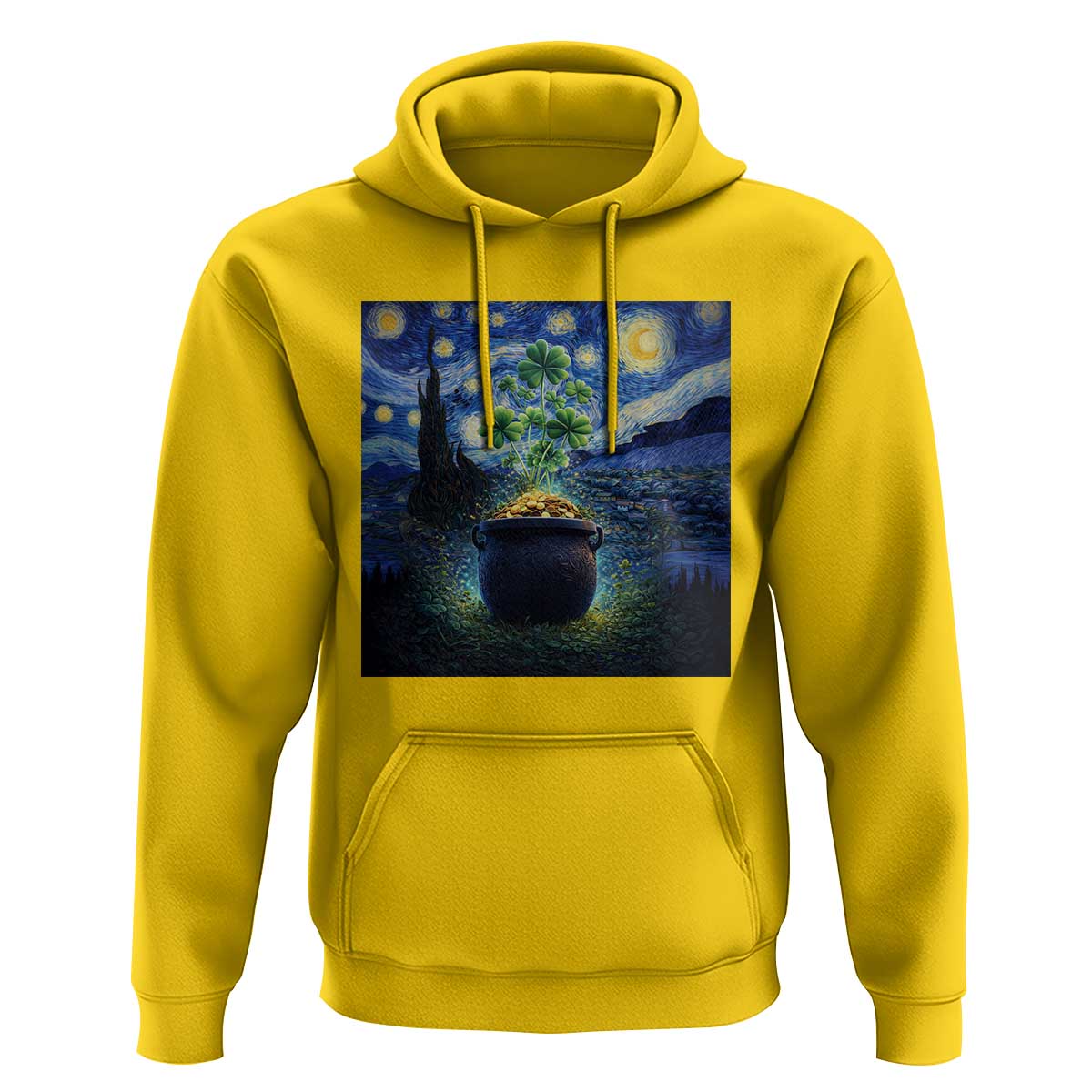 St Patricks Day Starry Night Shamrock Van Gogh Art Hoodie
