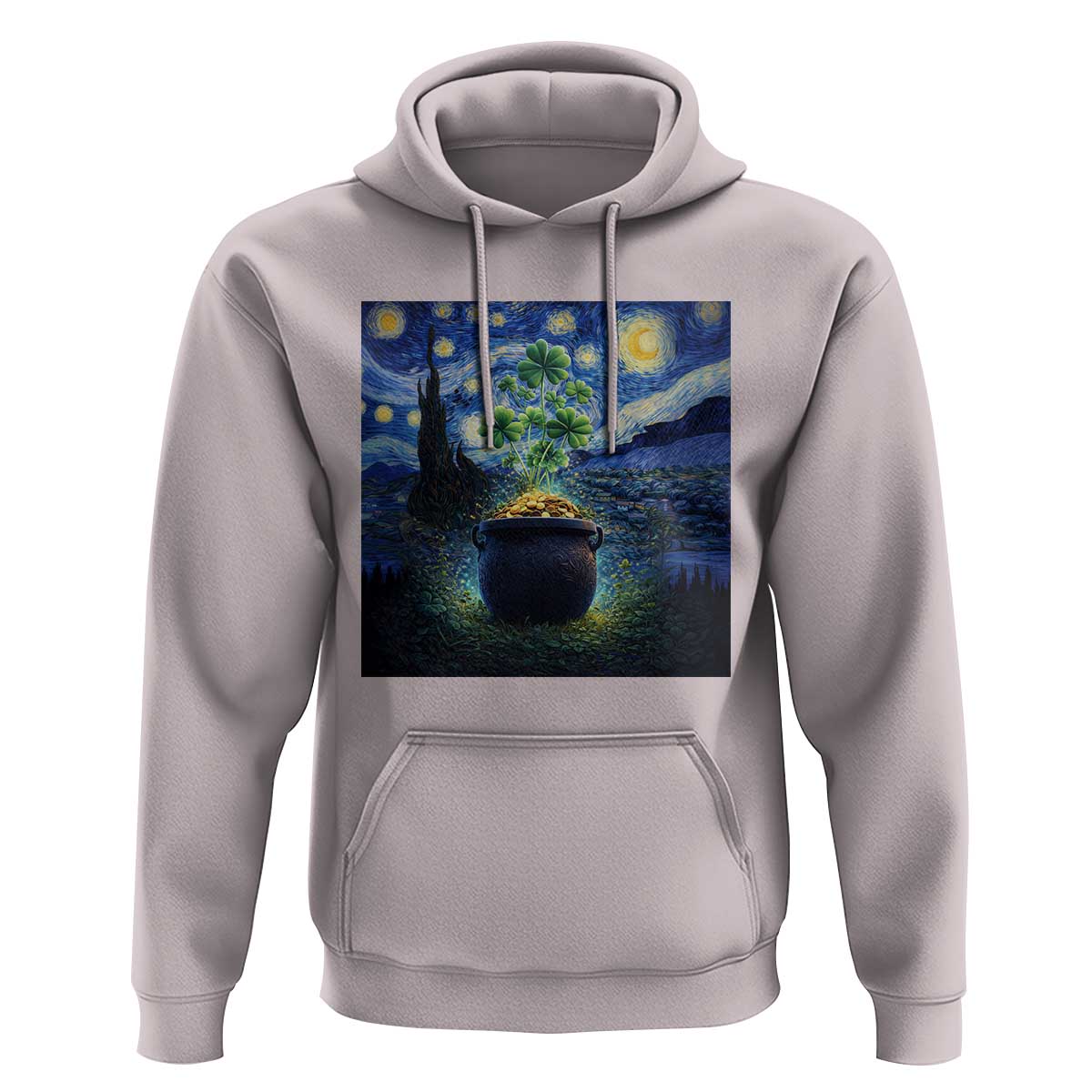 St Patricks Day Starry Night Shamrock Van Gogh Art Hoodie