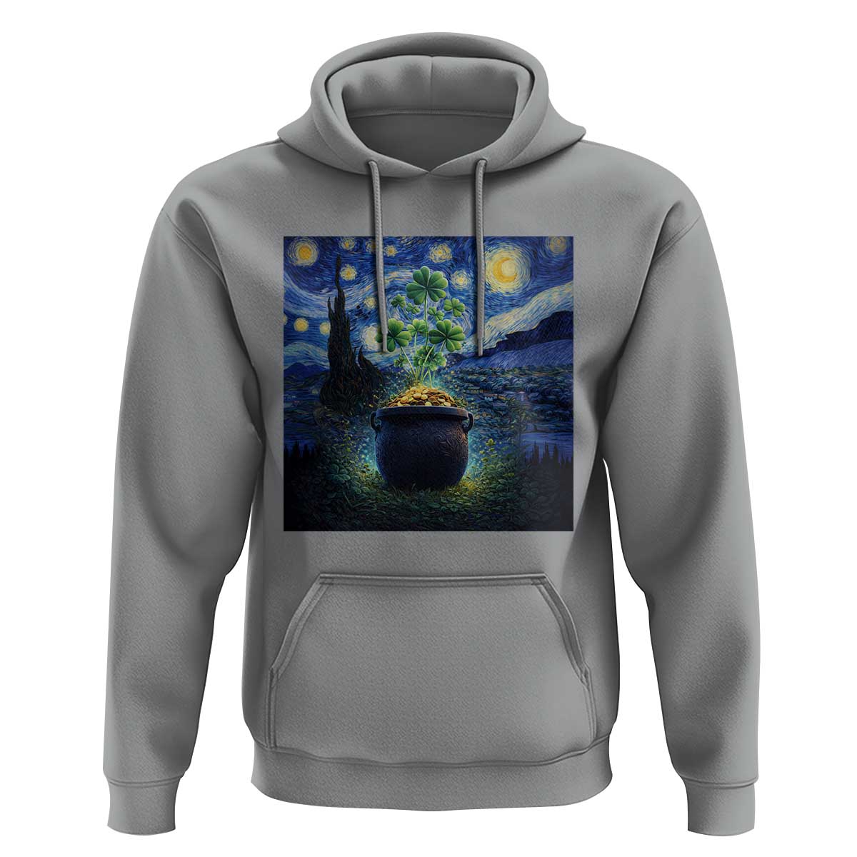 St Patricks Day Starry Night Shamrock Van Gogh Art Hoodie