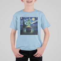 St Patricks Day Starry Night Shamrock Van Gogh Art T Shirt For Kid