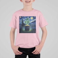 St Patricks Day Starry Night Shamrock Van Gogh Art T Shirt For Kid