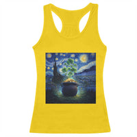St Patricks Day Starry Night Shamrock Van Gogh Art Racerback Tank Top