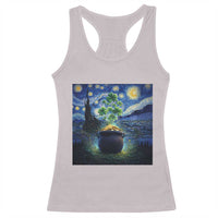 St Patricks Day Starry Night Shamrock Van Gogh Art Racerback Tank Top
