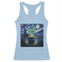 St Patricks Day Starry Night Shamrock Van Gogh Art Racerback Tank Top