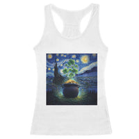 St Patricks Day Starry Night Shamrock Van Gogh Art Racerback Tank Top