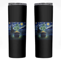 St Patricks Day Starry Night Shamrock Van Gogh Art Skinny Tumbler