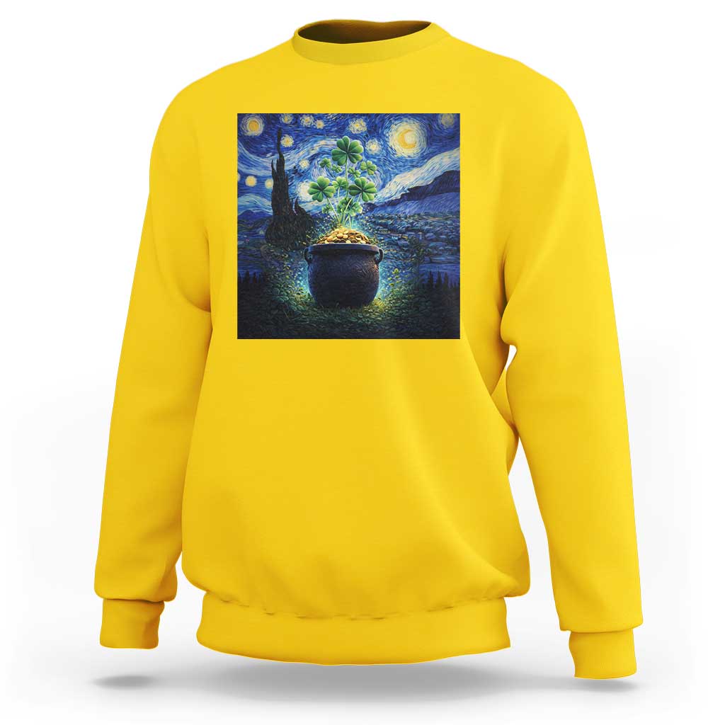 St Patricks Day Starry Night Shamrock Van Gogh Art Sweatshirt