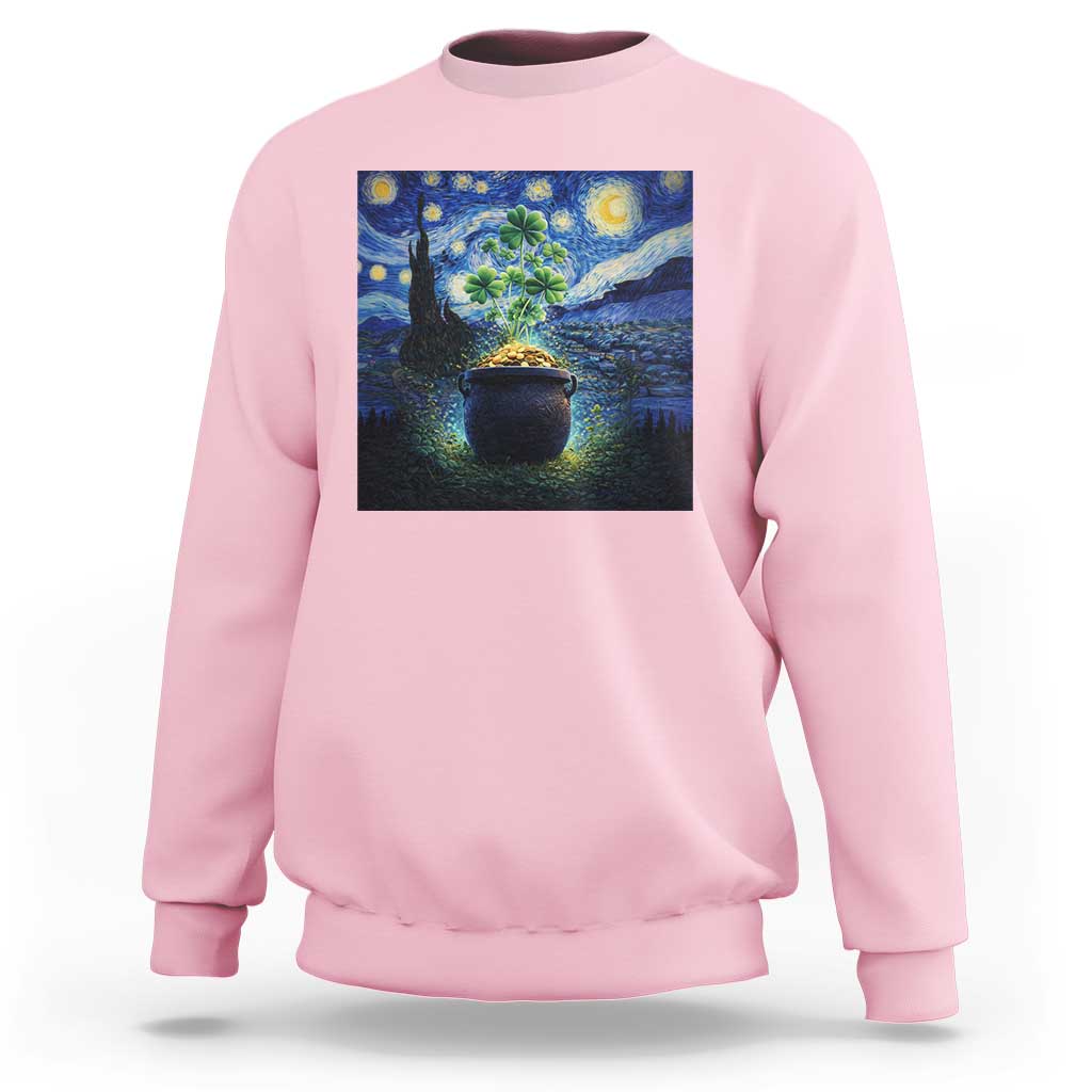 St Patricks Day Starry Night Shamrock Van Gogh Art Sweatshirt