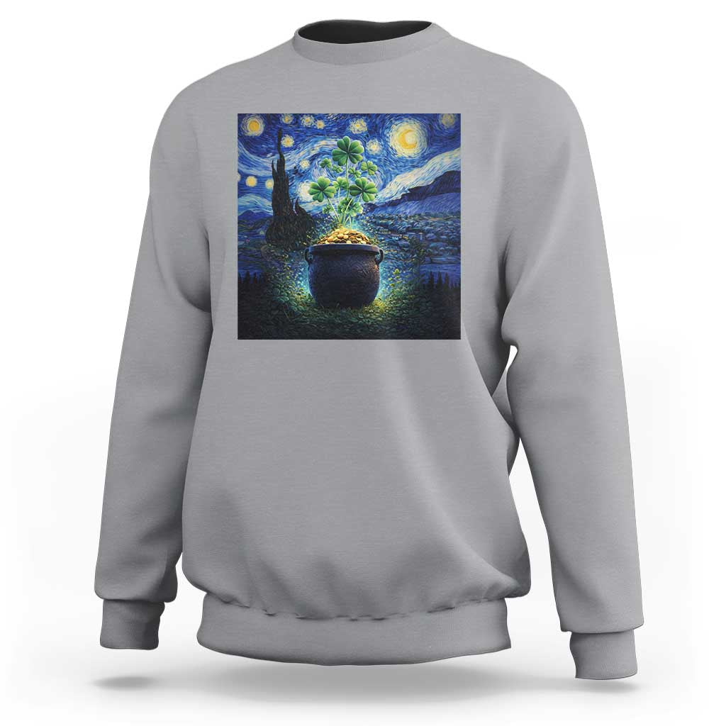 St Patricks Day Starry Night Shamrock Van Gogh Art Sweatshirt