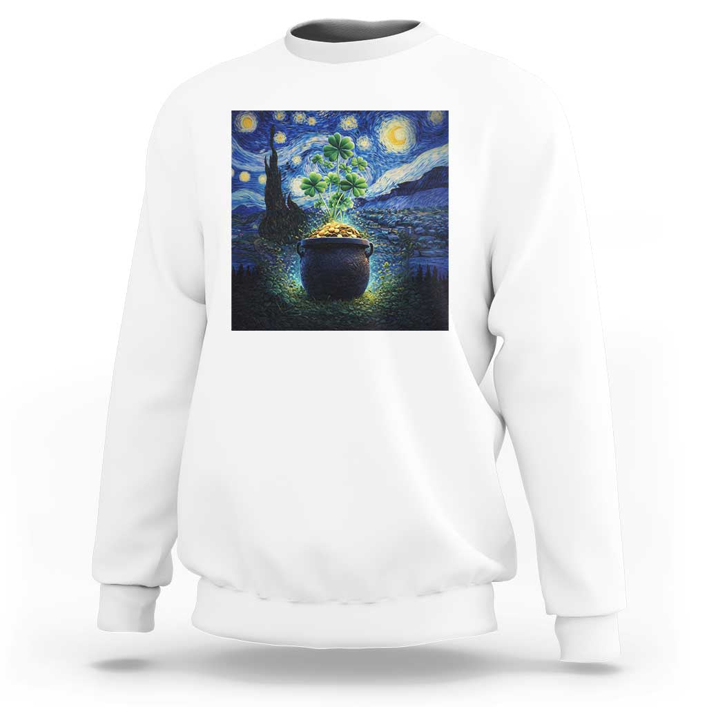 St Patricks Day Starry Night Shamrock Van Gogh Art Sweatshirt
