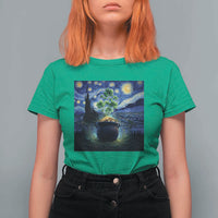 St Patricks Day Starry Night Shamrock Van Gogh Art T Shirt For Women