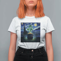 St Patricks Day Starry Night Shamrock Van Gogh Art T Shirt For Women
