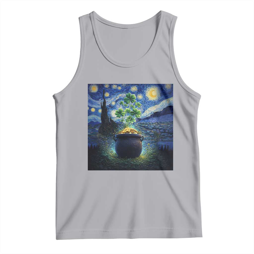 St Patricks Day Starry Night Shamrock Van Gogh Art Tank Top