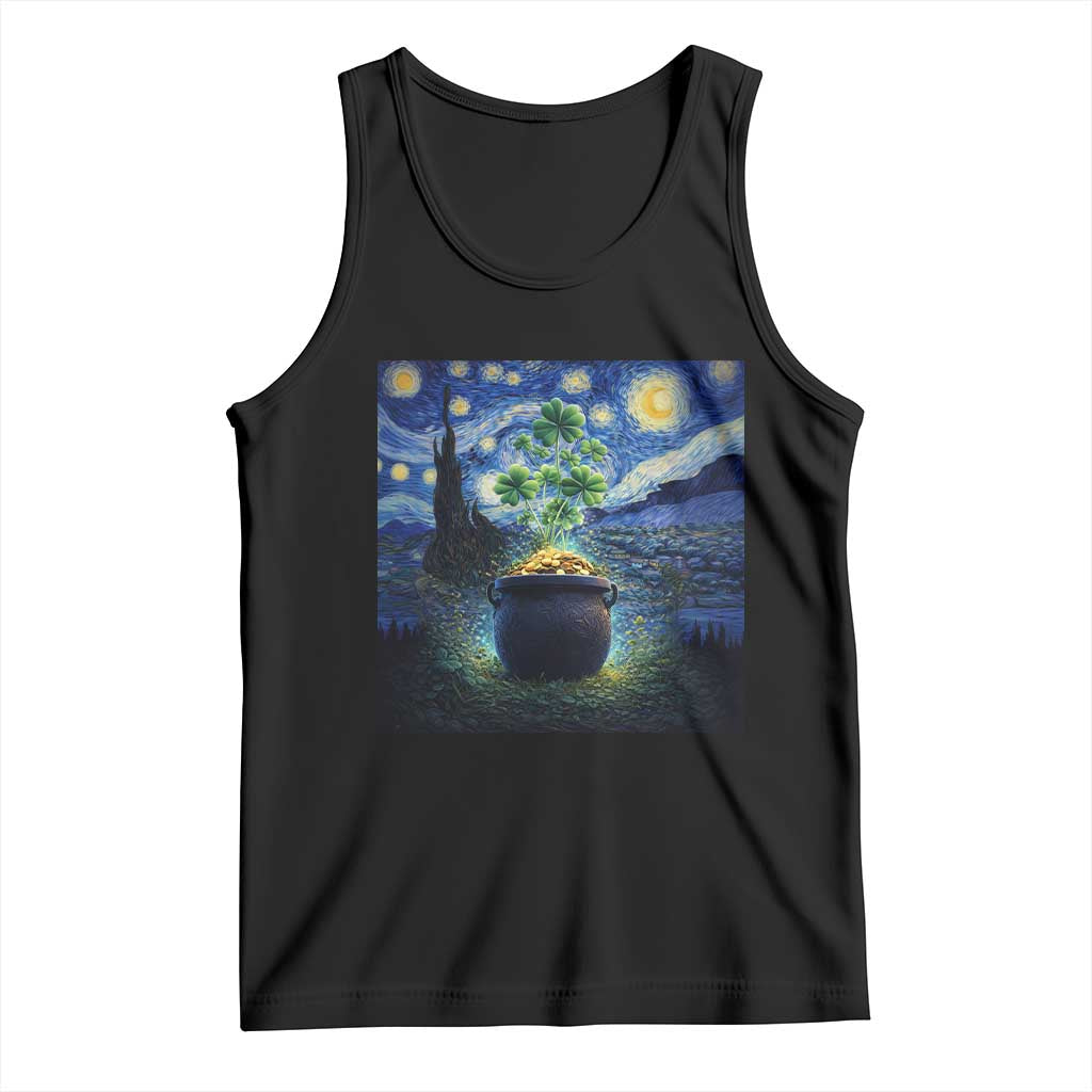 St Patricks Day Starry Night Shamrock Van Gogh Art Tank Top