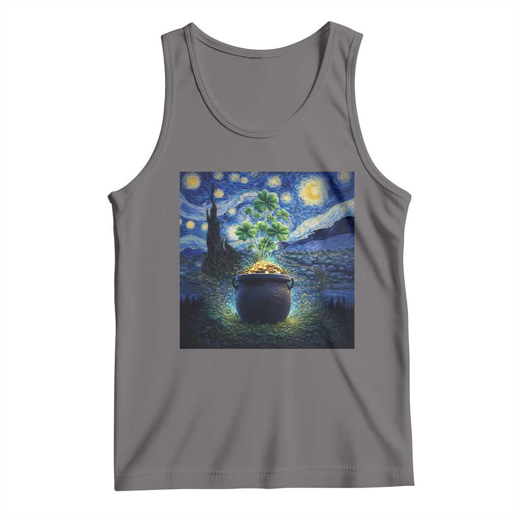 St Patricks Day Starry Night Shamrock Van Gogh Art Tank Top