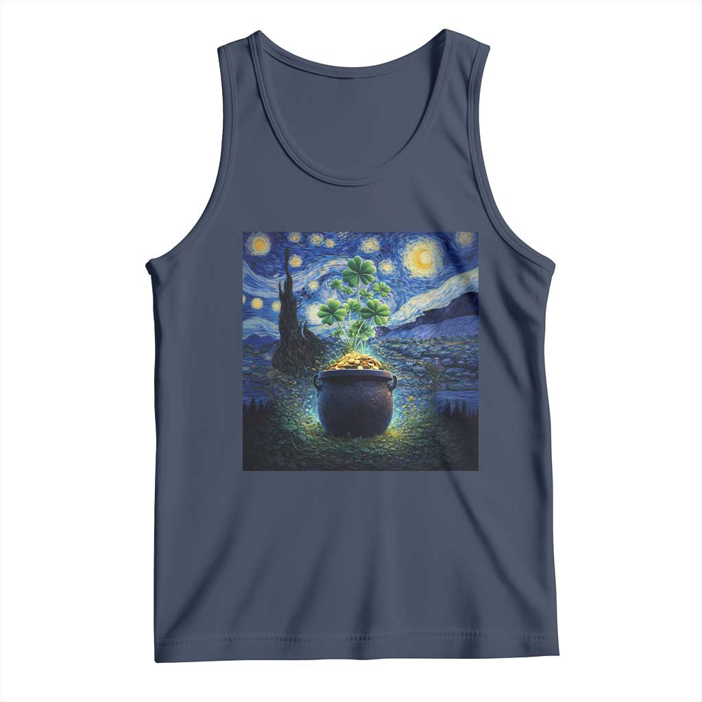 St Patricks Day Starry Night Shamrock Van Gogh Art Tank Top