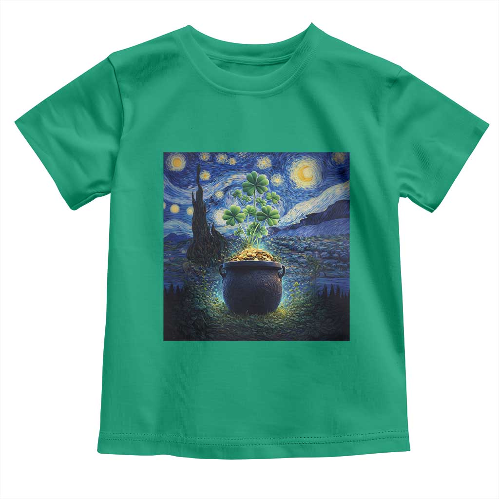 St Patricks Day Starry Night Shamrock Van Gogh Art Toddler T Shirt