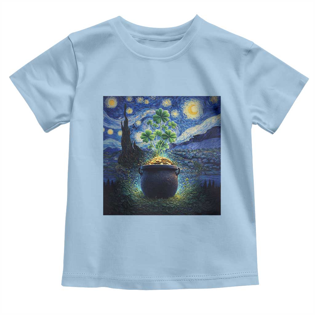 St Patricks Day Starry Night Shamrock Van Gogh Art Toddler T Shirt