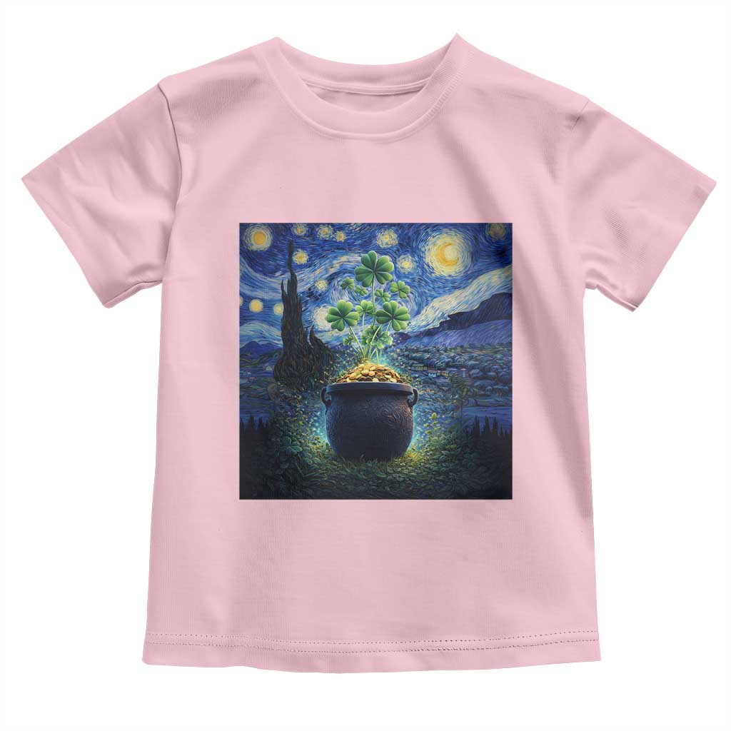 St Patricks Day Starry Night Shamrock Van Gogh Art Toddler T Shirt