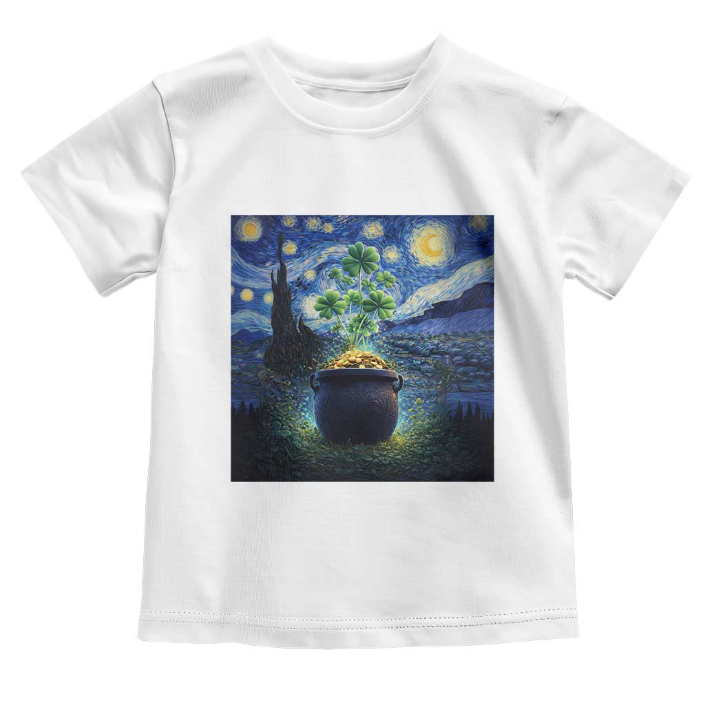 St Patricks Day Starry Night Shamrock Van Gogh Art Toddler T Shirt