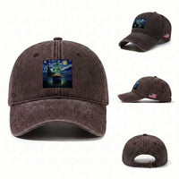St Patricks Day Starry Night Shamrock Van Gogh Art Washed Cotton Baseball Cap