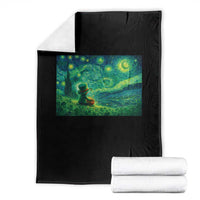 St Patricks Day Starry Night Leprechaun Shamrock Van Gogh Throw Blanket