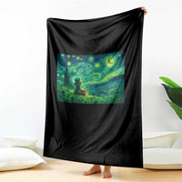 St Patricks Day Starry Night Leprechaun Shamrock Van Gogh Throw Blanket