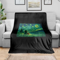 St Patricks Day Starry Night Leprechaun Shamrock Van Gogh Throw Blanket