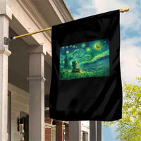 St Patricks Day Starry Night Leprechaun Shamrock Van Gogh Garden Flag