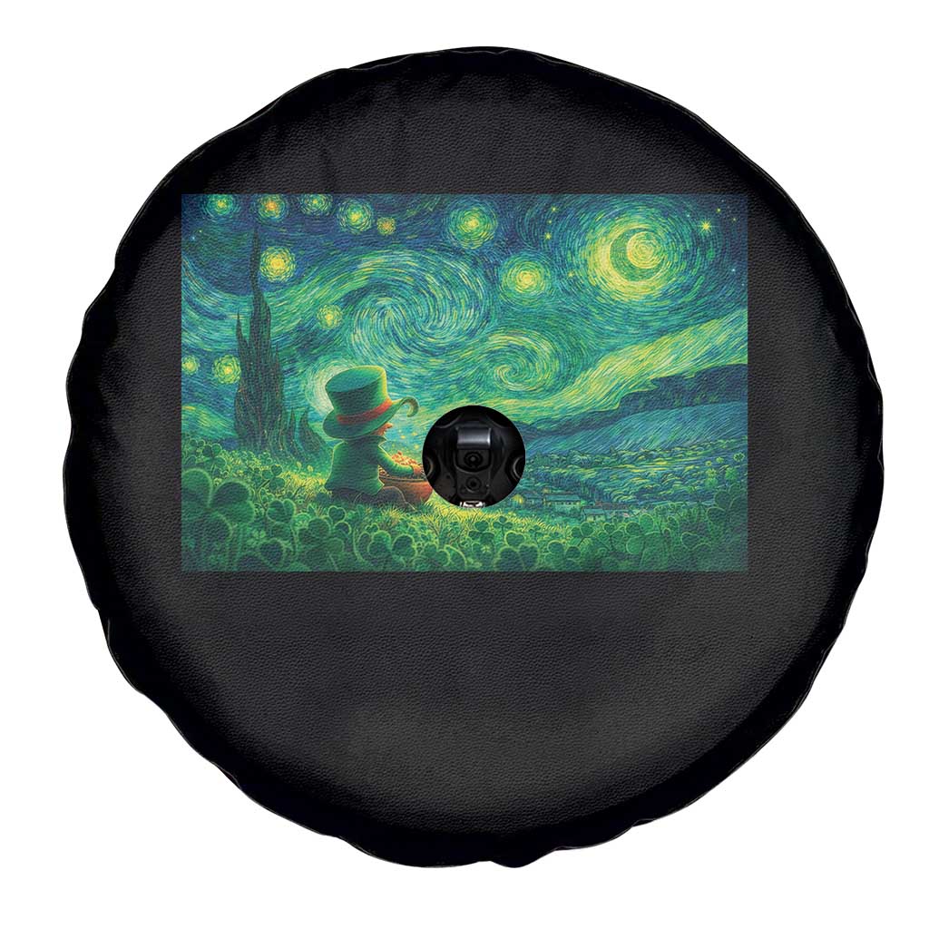 St Patricks Day Starry Night Leprechaun Shamrock Van Gogh Spare Tire Cover