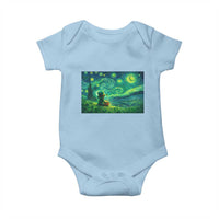 St Patricks Day Starry Night Leprechaun Shamrock Van Gogh Baby Onesie