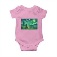 St Patricks Day Starry Night Leprechaun Shamrock Van Gogh Baby Onesie