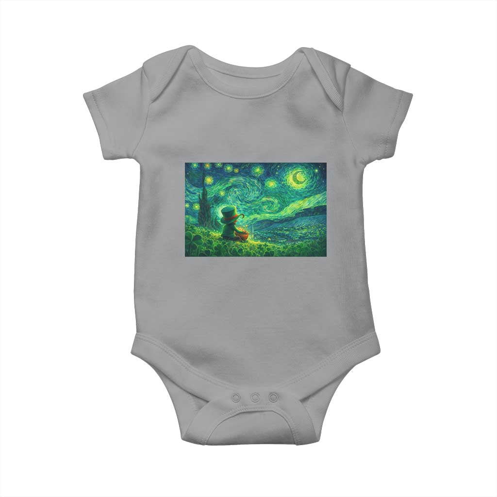 St Patricks Day Starry Night Leprechaun Shamrock Van Gogh Baby Onesie